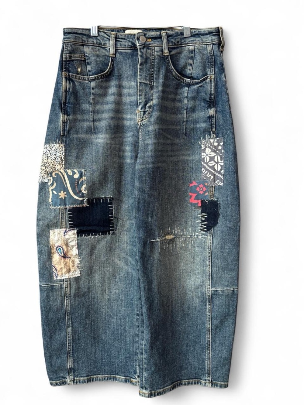 Pilcro Barrel Patchwork Jeans
